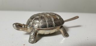 ☆ Wm A.  Rogers Oneida Silver Plated Saltcellar Turtle W/ Spoon Made In Japan ☆