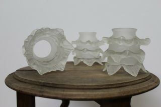 Set Of 3 Vintage Glass Flower Petal Lamp Shades E/0071