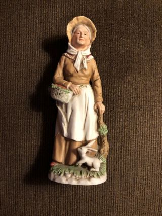 Vintage Homco Figurine Of A Sweet Old Woman with Bunny 1409 5