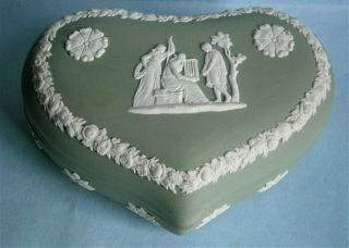 Antique Wedgwood Heart Shaped Trinket Box With Classical Scene