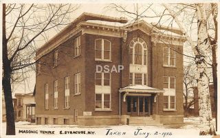 York Ny Real Photo Rppc Postcard 1912 East Syracuse Masonic Temple
