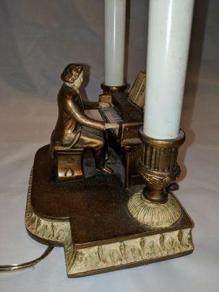 Jb Hirsch Beethoven And Piano Cast Spelter Bouillotte Lamp 1930s Very Rare