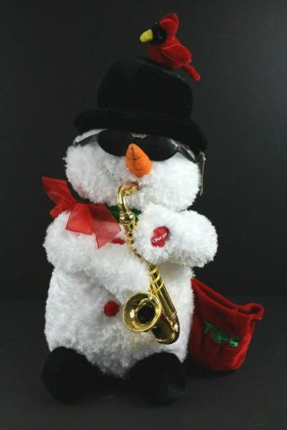 Saxophone Playing Snowmen Animated Musical Plush Santa Claus Is Coming To Town