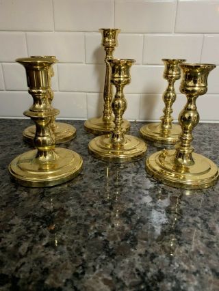 6 Baldwin Brass Candlestick Holders 5 And 6 In Tall
