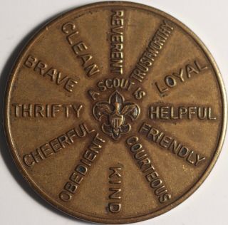 Boy Scouts Of America Token Medal A Scout Is.  Scout Oath Reverse On My Honor