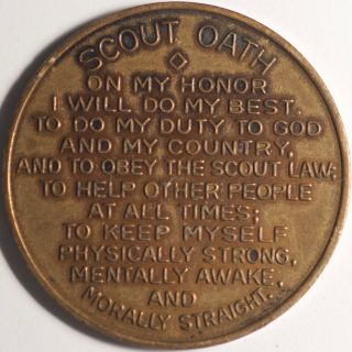 Boy Scouts of America Token Medal A Scout Is.  Scout Oath Reverse On My Honor 2
