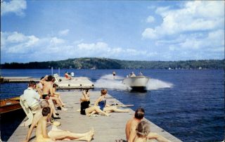 Swimming Pier Elgin House Muskoka Ontario Canada Vintage Bathing Suits 1956