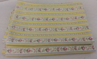 Vintage Pair Ticking Pillow Covers,  Pink Roses W/yellow Stripes,  Zipper Opening