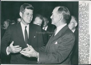 1962 Wire Photo Politics President Kennedy William Fulbright Executive Wa 7x9