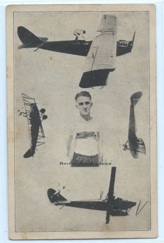 Fearless Freddie Lund Stunt Pilot,  Airplane Postcard; Winged Walker C.  1920