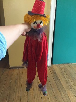 Vintage Clown Doll With Hat 23”