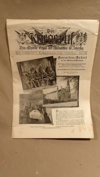 Jan13 1894 Der Kriegsruf German Language Issue Salvation Army War Cry