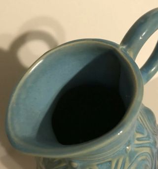 VINTAGE HAND CRAFTED OMBRE BLUE CERAMIC FOOTED PITCHER 5