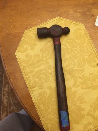 Vintage Unmarked 32 Oz Machinist Ball Peen Hammer With Wood Handle 8