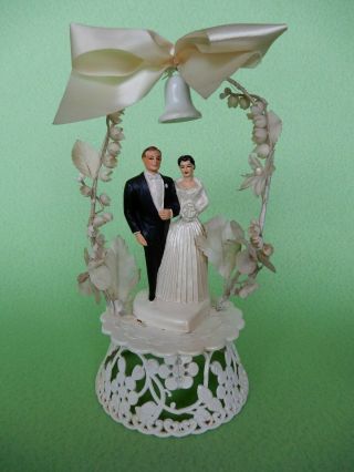Vintage Wedding Cake Topper Bride And Groom 1954 Novelty Mfg.  Co.