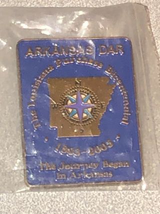 Arkansas Dar Louisiana Purchase 1803 - 2003 Pin Gold - Blue Tones In Package