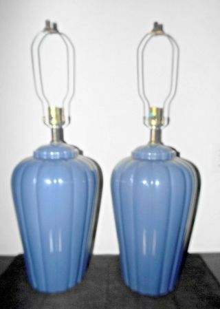Lamps Vintage 31 " H Fancy 3 - Way Blue Ceramic Art - Deco Themed Table Lamps