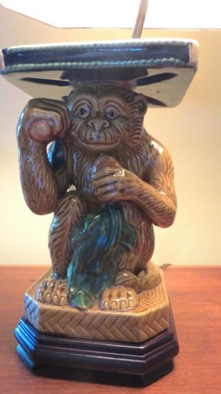 Oriental Accents Ceramic Asian CHeeky Monkey Figurine Lamp & Shade 2