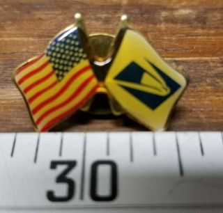 Us Post Office Rare - U.  S.  Post Office - Usa Dual Flag Pin - Usps