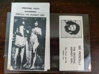 Percilla Bejano The Monkey Girl Sideshow Freak Performer Ticket