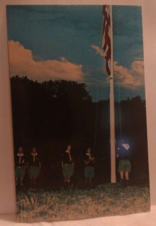Postcard Ny Onteora Reservation Boy Scout Camp Bsa Flag Retreat Livingston Manor