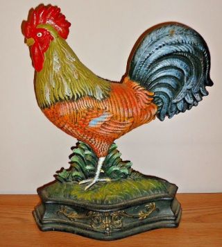 Rooster Cast Iron Door Stop Large Decorative Heavy Figure 13.  5 " H (1) Country