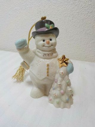 Lenox 2002 Annual Snowman Christmas Ornament Figurine