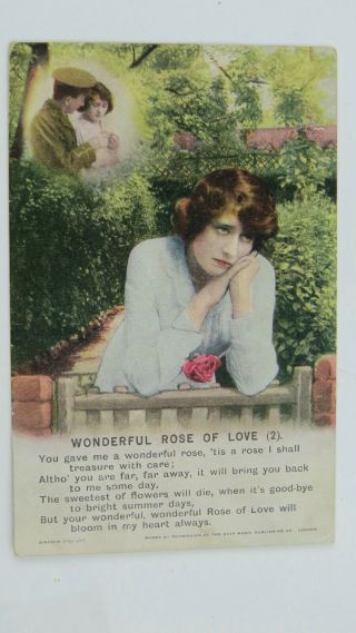 Ww1 Bamforth Song Postcard Wonderful Rose Crosshaven Skeleton Postmark 4879/2