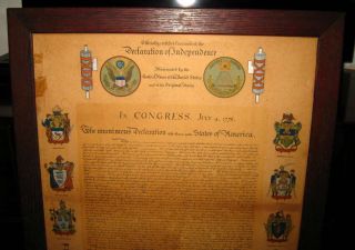 LRG ANTIQUE 1902 UNITED STATES DECLARATION OF INDEPENDENCE ORIG FRAME POLITICAL 2