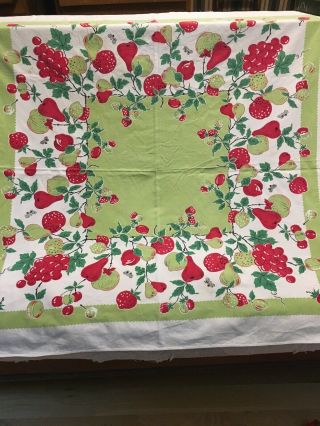 Vintage Summer Fruit Tablecloth 45x55 Strawberries Bright Perfect