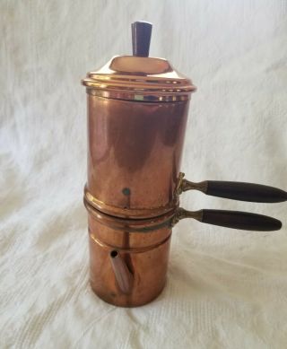 Vintage Wood Handle Copper Coffee Tea Percolator Pot Italy 4 Markings