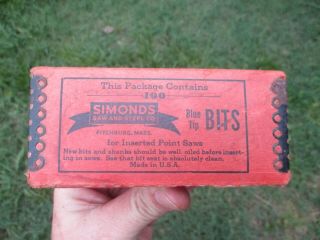 Rare Vintage Full Box Nos Simonds Saw Blue Tip Bits 2 1/2 - 9 - 17/64 Mill Forestry