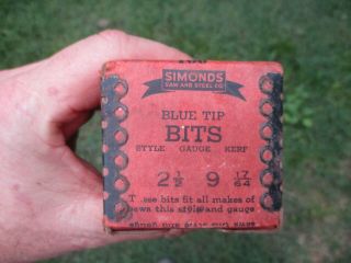RARE VINTAGE FULL BOX NOS SIMONDS SAW BLUE TIP BITS 2 1/2 - 9 - 17/64 MILL FORESTRY 6