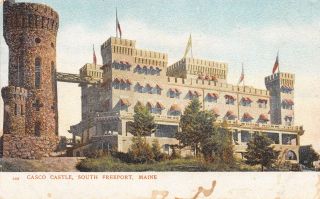 Postcard Me Casco Castle South Freeport Maine Vintage Pc