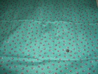 Full Vintage Feedsack: Turquoise Green with Yellow,  Red Flowers on Leaves 3