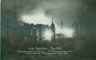 Pc Dublin Irish Rebellion Sackville Street In Flames Ireland 1916