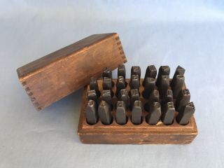Vintage Letter Die Stamp Set Punches - A - Z Plus & - In Wooden Box