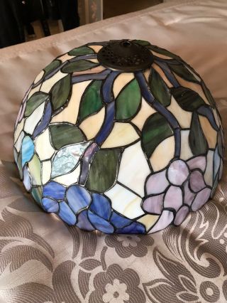 Antique Vintage Tiffany Style Slag Glass Lamp Shade / Chandelier 16 Inch