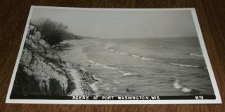 Postcard Vintage Rppc - Scene At Port Washington Wisconsin - Cliffs - Unsent