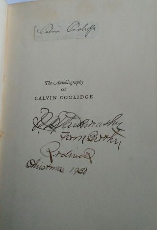 Rare 1929 President Calvin Coolidge Autobiography Book W/ Authentic Autograph
