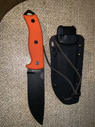 Esee Model 5 Fixed Blade Knife Orange G - 10 Handle Black Plain Edge 5por