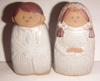 Rare Vintage 1970s Fitz & Floyd Ff Stoneware Pottery Bride Groom Couple - Exc
