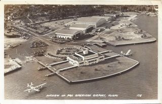 Airview Of Pan American Airport,  Miami,  Florida Vintage Real Photo Postcard