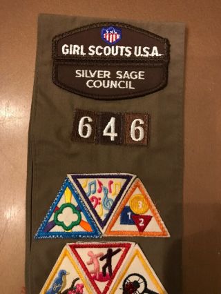 Vintage 90S GIRL SCOUT BROWNIE Brown Sash Patches USA 2