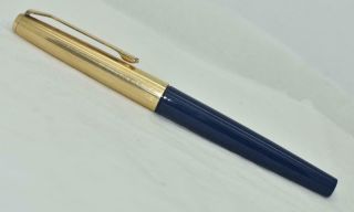 Vintage Pelikan 30 Fountain Pen Blue Barrel Rolled Gold Cap Fine Nib