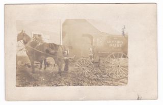 1912 Rppc Falls City Ne Golden Rule Dairy Horse Drawn Wagon Postcard Nebraska