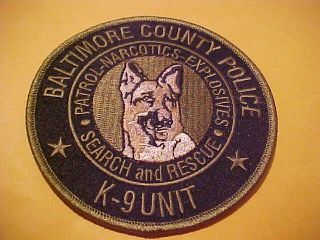 Baltimore County Maryland K - 9 Unit Police Patch Shoulder Size 4 X 4