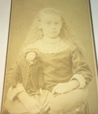 Rare Antique Victorian Fashion Child Toy Doll Knit Coat Hampshire Cdv Photo