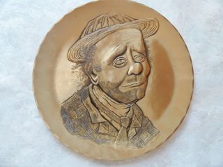 Wendell August Forge Emmett Kelly Clown Bronze Plate With Brass Stand