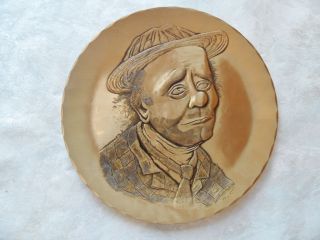 Wendell August Forge Emmett Kelly Clown Bronze Plate with brass stand 2